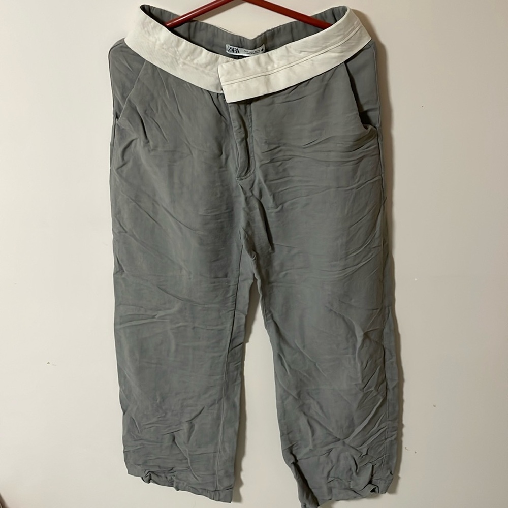 Zara grey trousers wide leg pants